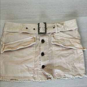 Free People Tan Button-Up Mini Skirt